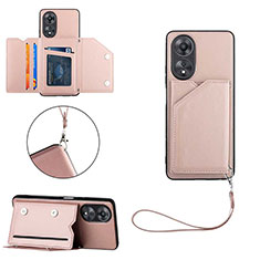 Coque Luxe Cuir Housse Etui YB2 pour Oppo A18 Or Rose