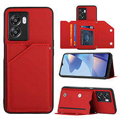Coque Luxe Cuir Housse Etui YB2 pour Oppo A77 5G Rouge