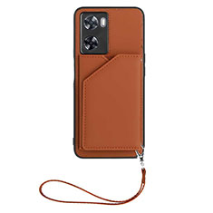 Coque Luxe Cuir Housse Etui YB2 pour Oppo A77s Marron