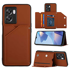 Coque Luxe Cuir Housse Etui YB2 pour Realme V23i 5G Marron