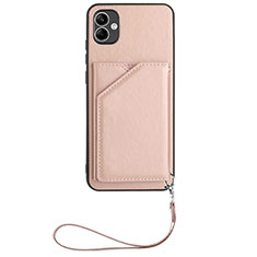 Coque Luxe Cuir Housse Etui YB2 pour Samsung Galaxy F04 Or Rose