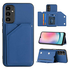 Coque Luxe Cuir Housse Etui YB2 pour Samsung Galaxy Jump3 5G Bleu