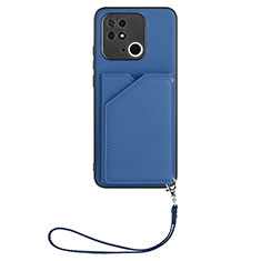 Coque Luxe Cuir Housse Etui YB2 pour Xiaomi Redmi 10 India Bleu