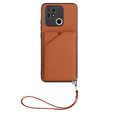 Coque Luxe Cuir Housse Etui YB2 pour Xiaomi Redmi 10 India Marron