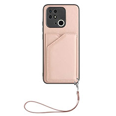 Coque Luxe Cuir Housse Etui YB2 pour Xiaomi Redmi 10 Power Or Rose