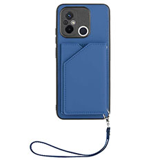 Coque Luxe Cuir Housse Etui YB2 pour Xiaomi Redmi 12C 4G Bleu