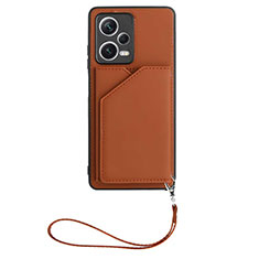 Coque Luxe Cuir Housse Etui YB2 pour Xiaomi Redmi Note 12 5G Marron