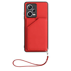 Coque Luxe Cuir Housse Etui YB2 pour Xiaomi Redmi Note 12 5G Rouge