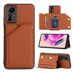 Coque Luxe Cuir Housse Etui YB2 pour Xiaomi Redmi Note 12S Marron