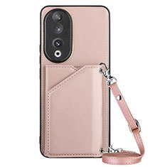 Coque Luxe Cuir Housse Etui YB3 pour Huawei Honor 90 5G Or Rose