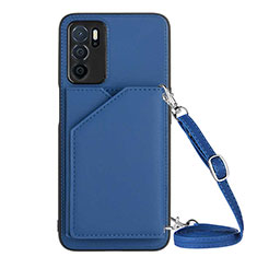 Coque Luxe Cuir Housse Etui YB3 pour Oppo A16 Bleu