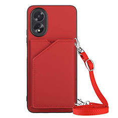 Coque Luxe Cuir Housse Etui YB3 pour Oppo A38 Rouge