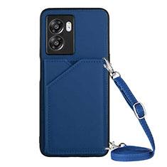 Coque Luxe Cuir Housse Etui YB3 pour Oppo A57 5G Bleu