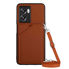 Coque Luxe Cuir Housse Etui YB3 pour Oppo A77 5G Marron