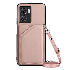 Coque Luxe Cuir Housse Etui YB3 pour Oppo A77 5G Or Rose