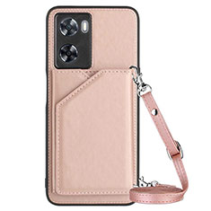 Coque Luxe Cuir Housse Etui YB3 pour Oppo A77s Or Rose