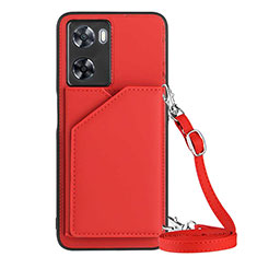 Coque Luxe Cuir Housse Etui YB3 pour Oppo A77s Rouge