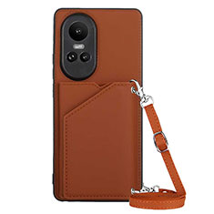 Coque Luxe Cuir Housse Etui YB3 pour Oppo Reno10 5G Marron