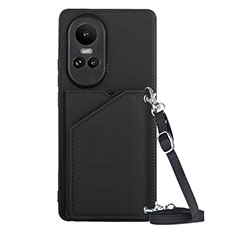 Coque Luxe Cuir Housse Etui YB3 pour Oppo Reno10 Pro 5G Noir