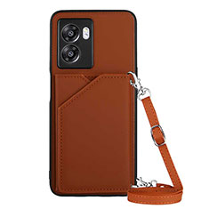 Coque Luxe Cuir Housse Etui YB3 pour Realme V23 5G Marron