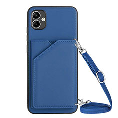 Coque Luxe Cuir Housse Etui YB3 pour Samsung Galaxy A04 4G Bleu