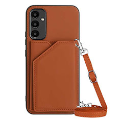 Coque Luxe Cuir Housse Etui YB3 pour Samsung Galaxy A14 4G Marron