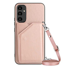 Coque Luxe Cuir Housse Etui YB3 pour Samsung Galaxy A14 4G Or Rose