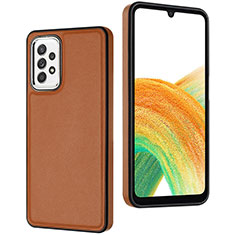 Coque Luxe Cuir Housse Etui YB3 pour Samsung Galaxy A73 5G Marron