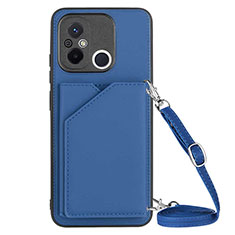 Coque Luxe Cuir Housse Etui YB3 pour Xiaomi Poco C55 Bleu