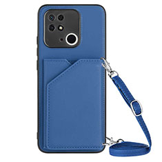 Coque Luxe Cuir Housse Etui YB3 pour Xiaomi Redmi 10 India Bleu