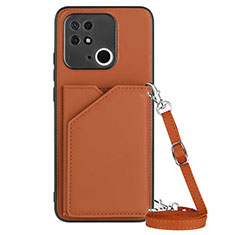 Coque Luxe Cuir Housse Etui YB3 pour Xiaomi Redmi 10 Power Marron