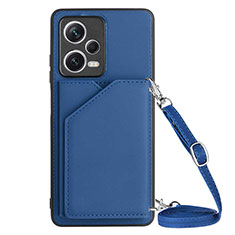 Coque Luxe Cuir Housse Etui YB3 pour Xiaomi Redmi Note 12 5G Bleu