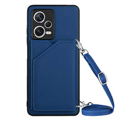 Coque Luxe Cuir Housse Etui YB3 pour Xiaomi Redmi Note 12 Explorer Bleu