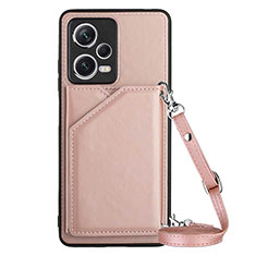 Coque Luxe Cuir Housse Etui YB3 pour Xiaomi Redmi Note 12 Pro+ Plus 5G Or Rose