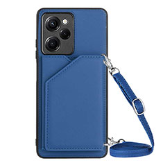 Coque Luxe Cuir Housse Etui YB3 pour Xiaomi Redmi Note 12 Pro Speed 5G Bleu