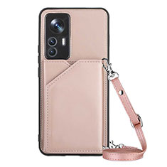 Coque Luxe Cuir Housse Etui YB4 pour Xiaomi Redmi K50 Ultra 5G Or Rose