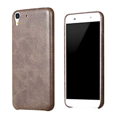 Coque Luxe Cuir Housse pour Huawei Y6 Marron