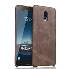 Coque Luxe Cuir Housse pour Samsung Galaxy C8 C710F Marron