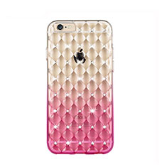 Coque Luxe Strass Bling Diamant Transparente Degrade pour Apple iPhone 6 Plus Rose