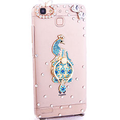 Coque Luxe Strass Diamant Bling Paon pour Huawei Enjoy 5S Bleu Ciel