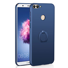 Coque Plastique Housse Etui Rigide Mat avec Support Bague Anneau A01 pour Huawei Enjoy 7S Bleu