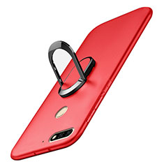 Coque Plastique Housse Etui Rigide Mat avec Support Bague Anneau A01 pour Huawei Enjoy 8 Rouge