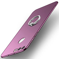 Coque Plastique Housse Etui Rigide Mat avec Support Bague Anneau A01 pour Huawei Honor 8 Violet