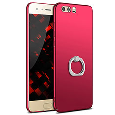 Coque Plastique Housse Etui Rigide Mat avec Support Bague Anneau A01 pour Huawei Honor 9 Premium Rouge