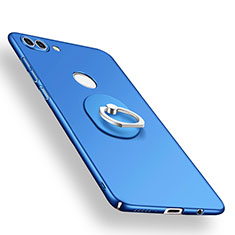 Coque Plastique Housse Etui Rigide Mat avec Support Bague Anneau A01 pour Huawei Y9 (2018) Bleu