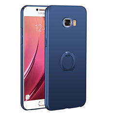 Coque Plastique Housse Etui Rigide Mat avec Support Bague Anneau A01 pour Samsung Galaxy C5 SM-C5000 Bleu