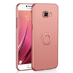 Coque Plastique Housse Etui Rigide Mat avec Support Bague Anneau A01 pour Samsung Galaxy C7 SM-C7000 Or Rose