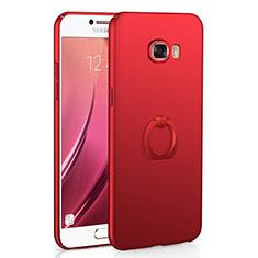 Coque Plastique Housse Etui Rigide Mat avec Support Bague Anneau A01 pour Samsung Galaxy C7 SM-C7000 Rouge