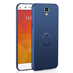 Coque Plastique Housse Etui Rigide Mat avec Support Bague Anneau A01 pour Xiaomi Mi 4 Bleu