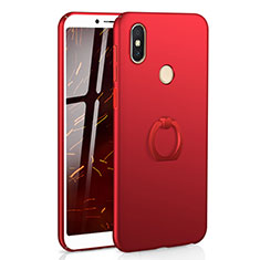 Coque Plastique Housse Etui Rigide Mat avec Support Bague Anneau A01 pour Xiaomi Redmi S2 Rouge